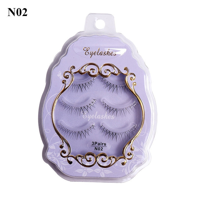 3 Pairs Mink Eyelashes Little Devil False Lash Extension Natural Fairy Wispy Lash Cross Curling Fairy False Eyelashes