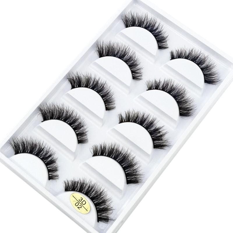 5 Pairs Handmade 3d mink lashes short False Eyelashes Dense Natural Long Messy Eye Lashes Reusable Stage False Eyelashes