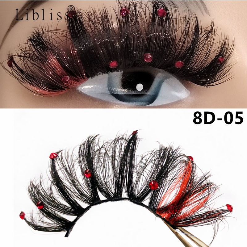 Natural/Long Glitter Shimmery Butterfly Eyelashes 25mm HandMade Full Strip Faux Mink Lashes With Butterflies