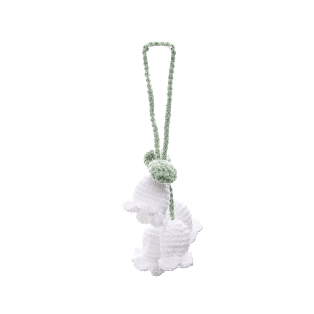 Handmade Flower Knitted Keychain Keyring Women Crocheted Wool Flower Leaf Bag Pendants Car Key Ring Fresh Handbag Charms Gifts