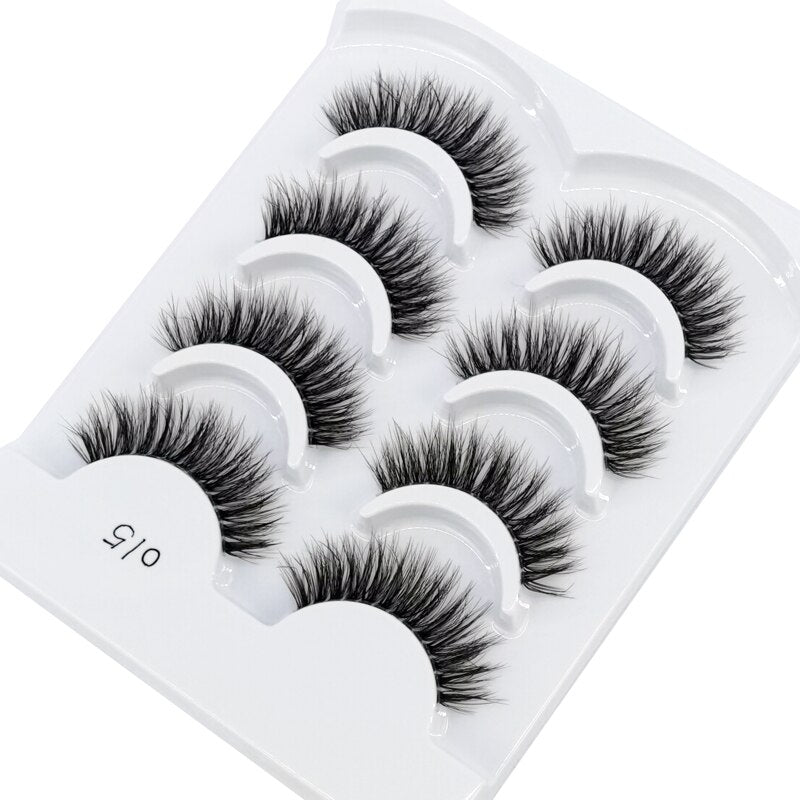 4 pairs 3D mink lashes natural long invisible thin band fake lashes curl transparent soft eyelashes