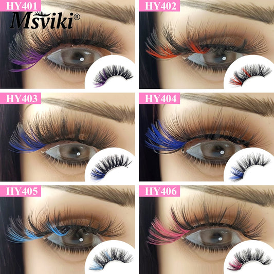 Colored Mink Lashes 1 Pair 5D Party Fake Eyelashes Box Package Supplies 3D Cosplay Mink Eyelashes
