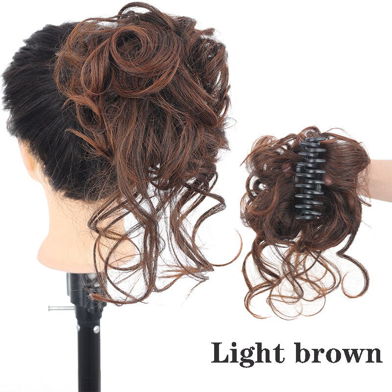 Synthetic Hair Bun Messy Scrunchies Hairpiece Accessories Claw Clip Chignon Curly Fake Hair Elastic Hair Band for Women