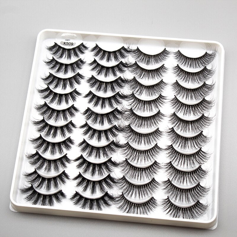 20 Pairs Mink Fluffy Lashes Eyelash Extension Natural False Eyelashes Dramatic Volume Lashes Reusable Lashes