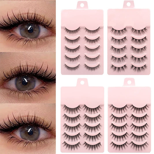 5 Pairs 3d Faux Mink Manga Lashes Little Devil Fairy 3D False Eyelashes Natural Lash Extension