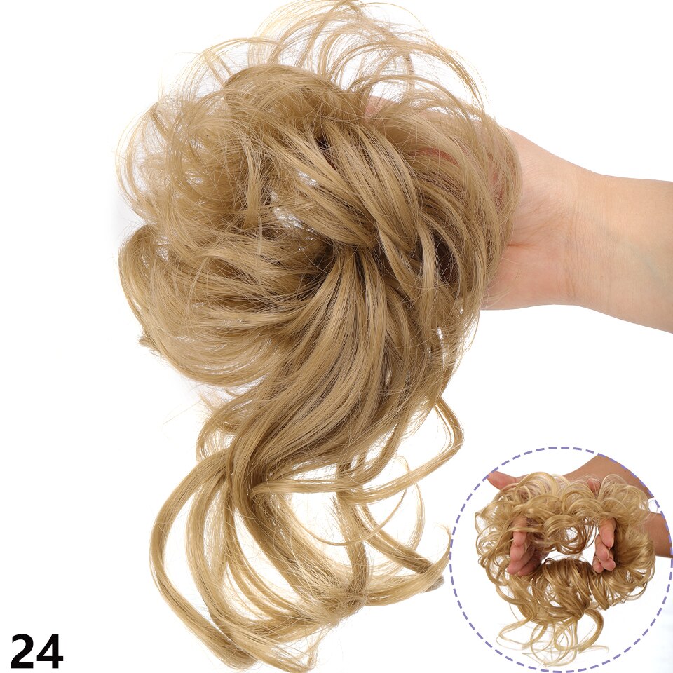 Synthetic Hair Bun Messy Scrunchies Hairpiece Accessories Claw Clip Chignon Curly Fake Hair Elastic Hair Band for Women