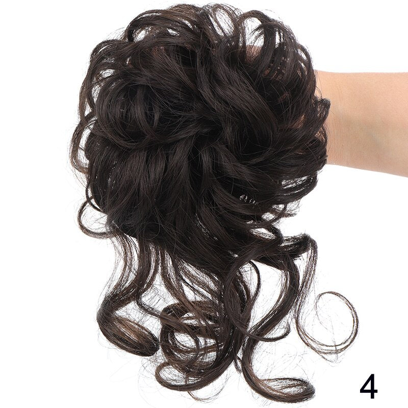 Synthetic Messy Chignon Scrunchies Natural Curly Hair Bun Pieces Fake False Hairpieces For Women Ponytail Extensions