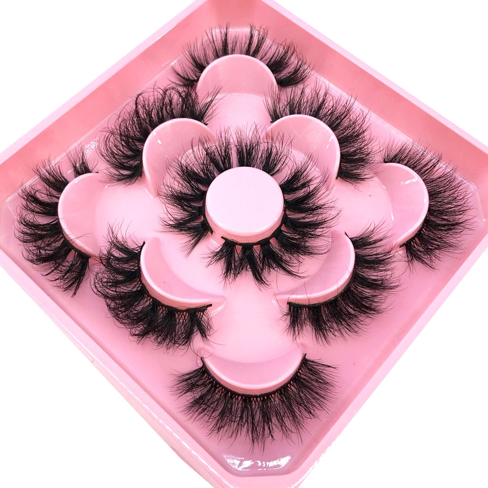 5 Pairs 3D Mink Lashes Natural Mink False Eyelashes Dramatic Volume Fake Eyelash Extension Faux Cils