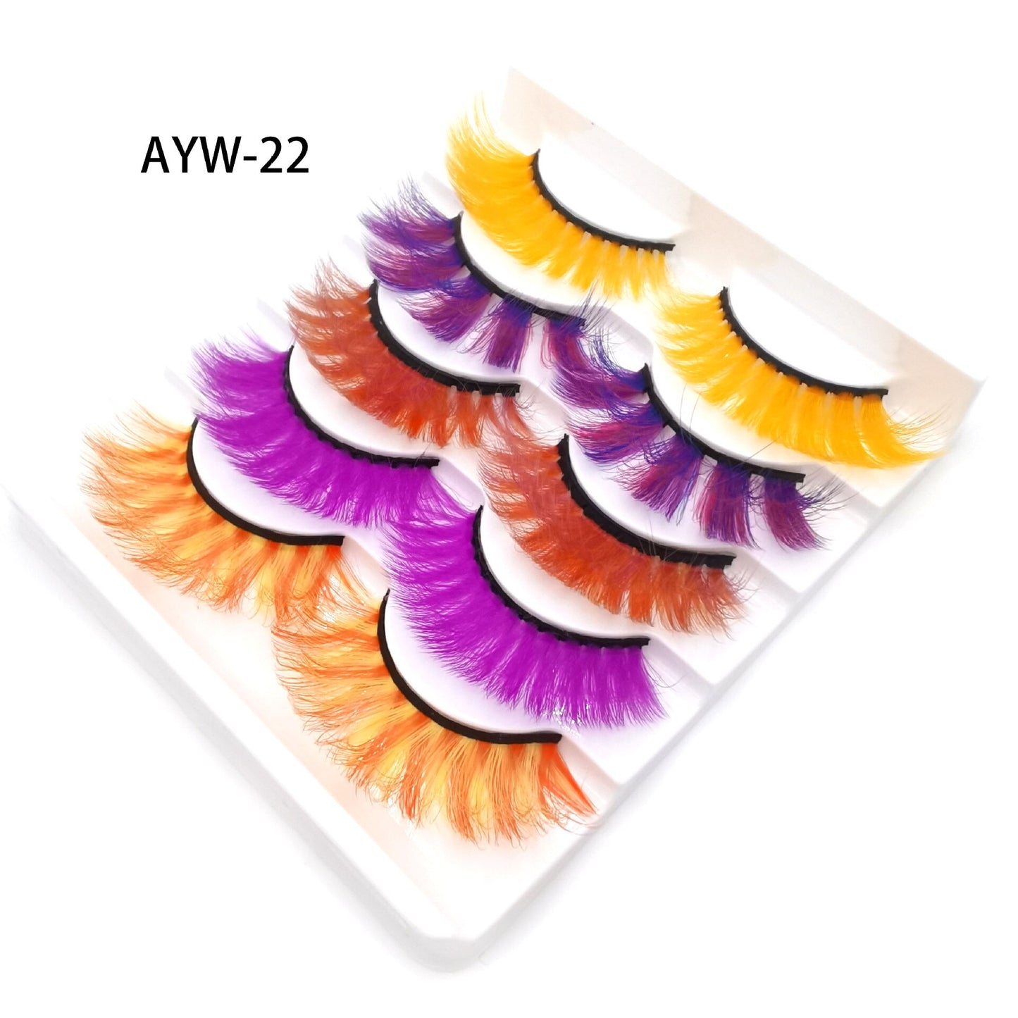 5 Pairs 3D White Mink Lashes Natural Long Thick Fluffy Colorful False Eyelashes Lash Extension