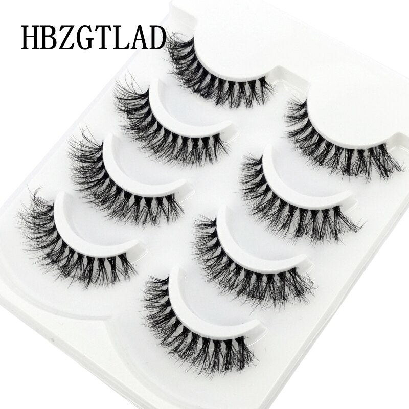 4 pairs 3D mink lashes natural long invisible thin band fake lashes curl transparent soft eyelashes