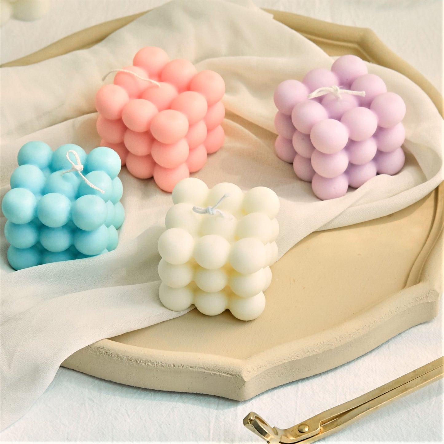 Small Bubble Cube Candle Soy Wax Aromatherapy Scented Candles Relaxing 1PC