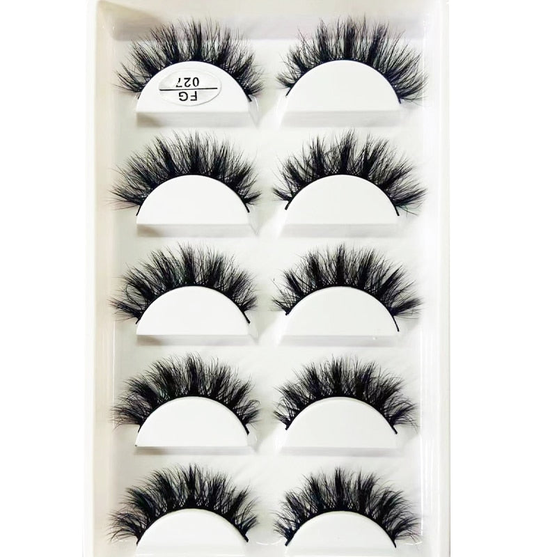 5 Pairs Handmade 3d mink lashes short False Eyelashes Dense Natural Long Messy Eye Lashes Reusable Stage False Eyelashes