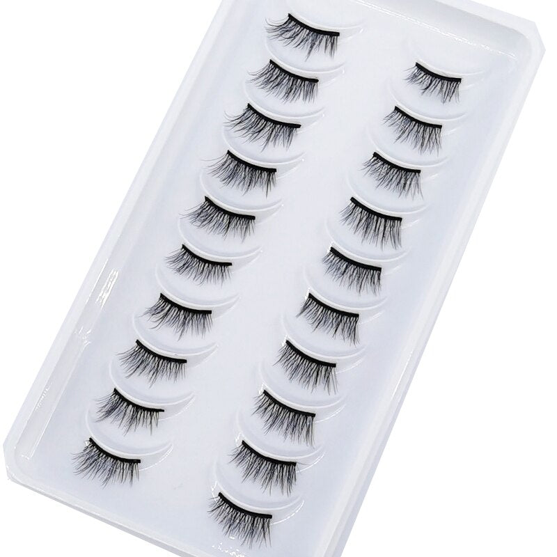 10 Pairs Crisscross Half Eye Lashes Natural False Eyelashes Handmade Faux 3D Mink Lashes Eyelash Extension