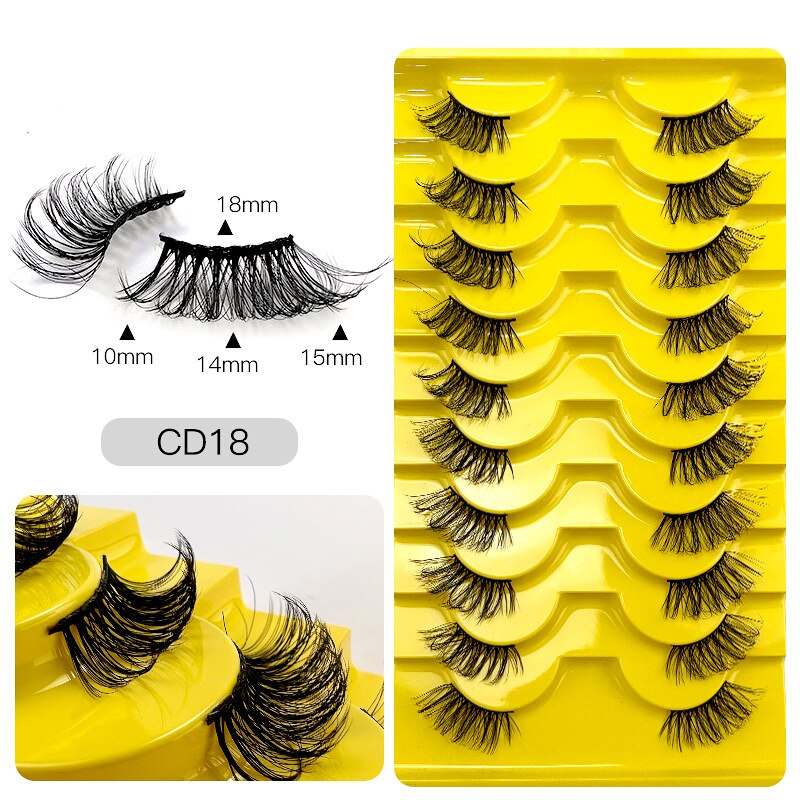 10pairs Half/full eye Mink Eyelashes Clear Band Eyelashes Crisscross Transparent Band False Eyelashes Dramatic Lashes Upper Lash