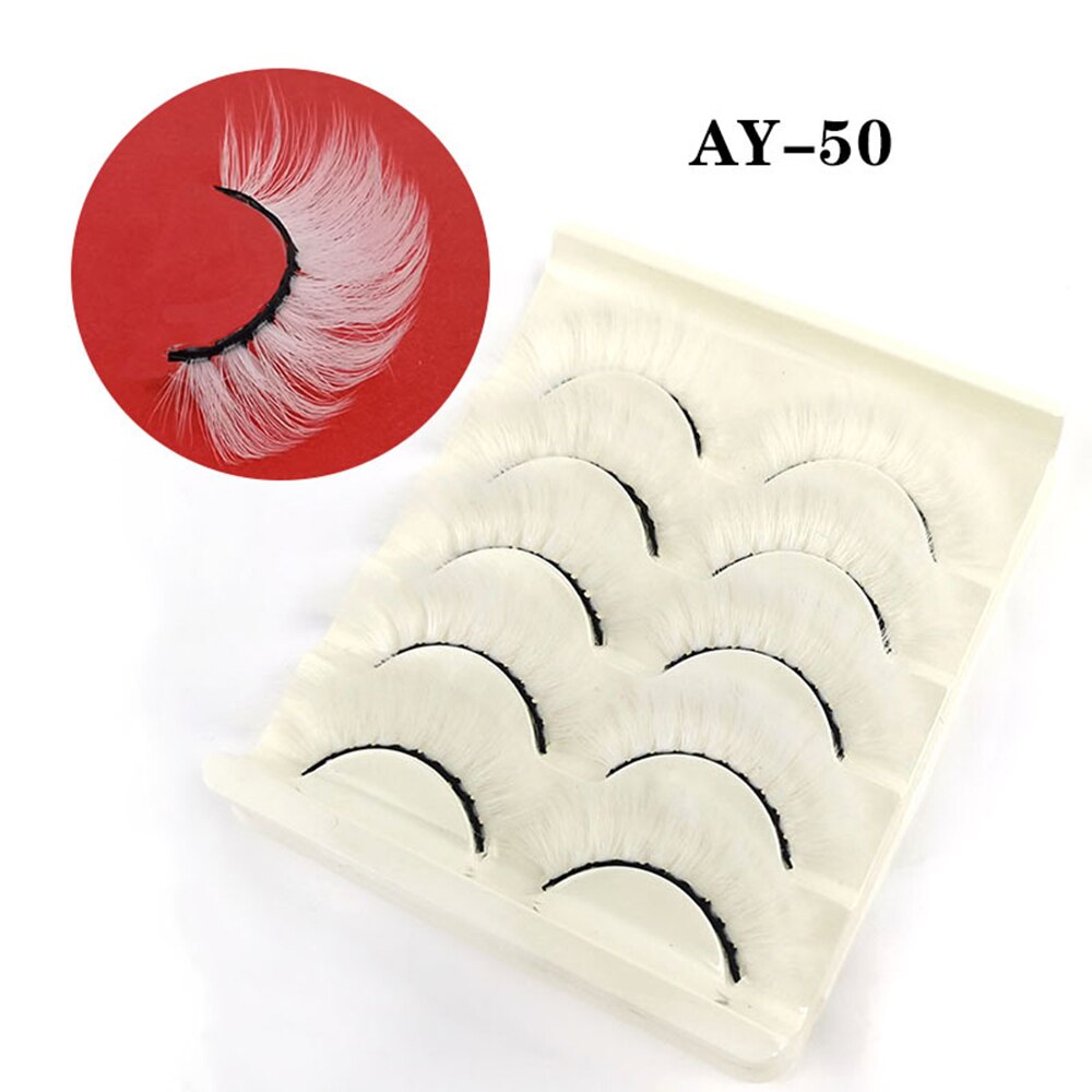 1/5Pairs Colored Eyelash 3D Mink Lashes Colorful Fake Eyelashes Faux Wispy Natural Eyelashes