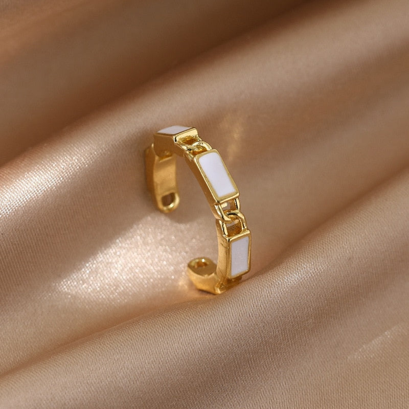 Luxury Gold Color Pearl Zircon Rings Vintage Sexy Open Joint Elegant