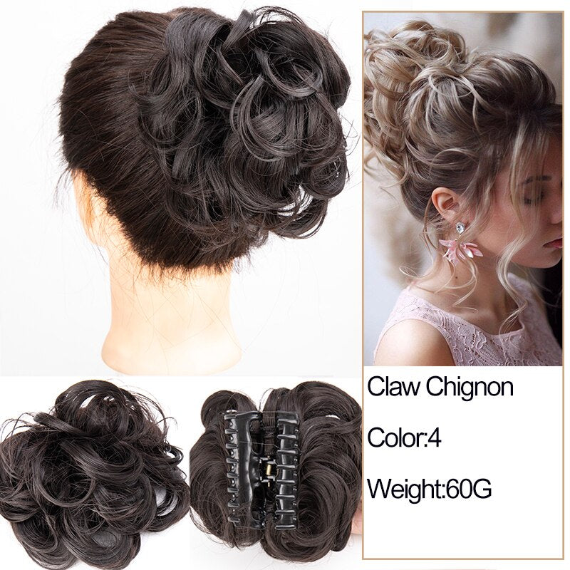 Synthetic Messy Chignon Scrunchies Natural Curly Hair Bun Pieces Fake False Hairpieces For Women Ponytail Extensions
