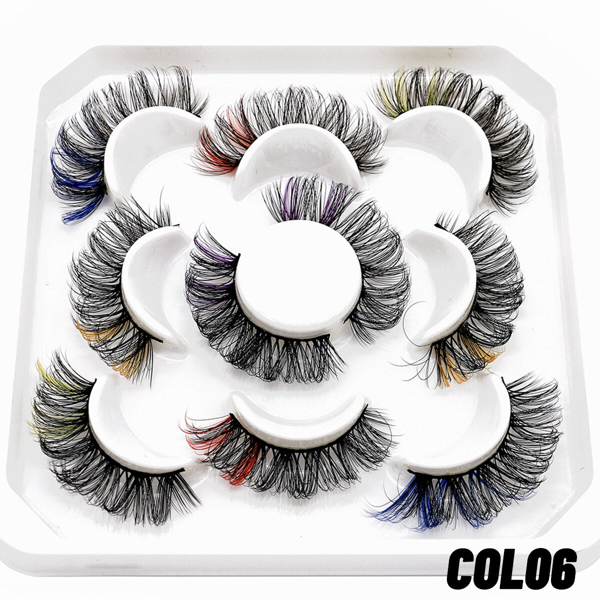 5/8pairs Colored Eyelashes Wispy Mink Lashes Natural Fluffy Cat Eye Lashes Strip 5D False Eyelashes