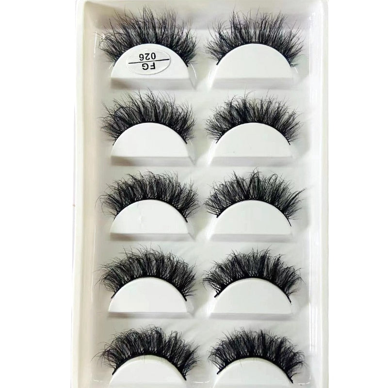 5 Pairs Handmade 3d mink lashes short False Eyelashes Dense Natural Long Messy Eye Lashes Reusable Stage False Eyelashes