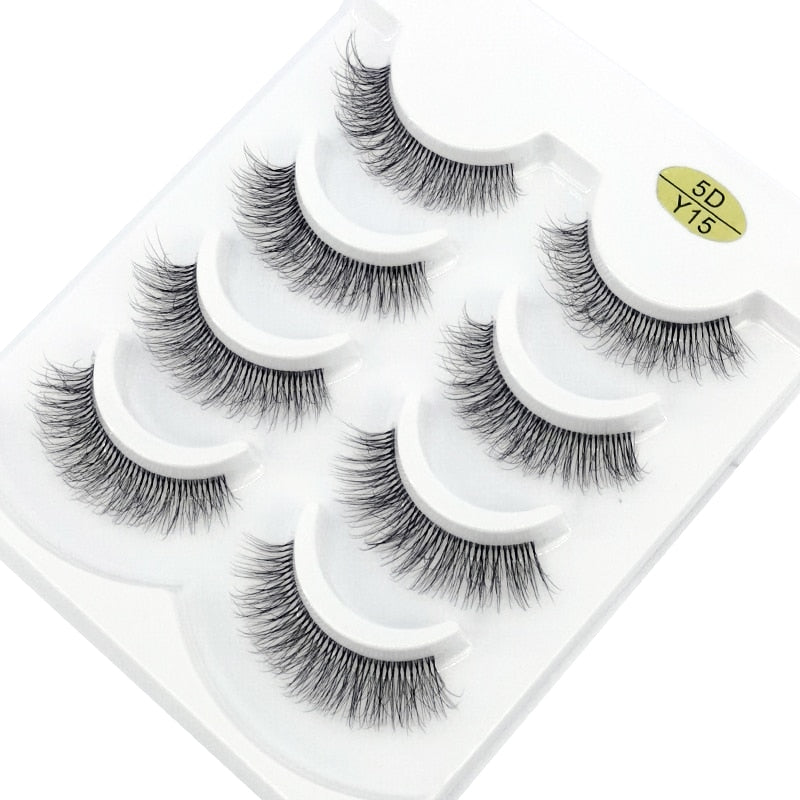 4 pairs 3D mink lashes natural long invisible thin band fake lashes curl transparent soft eyelashes