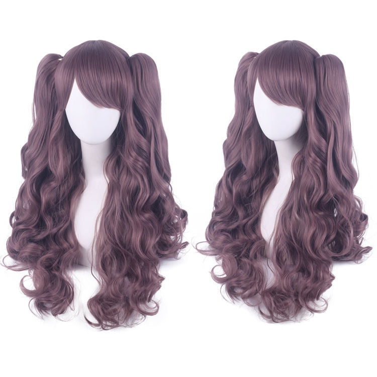 Ladies Long Lolita Double Ponytail Cosplay Synthetic Wig Half Black Half Red Halloween Gold Pink Red Halloween Party Wig