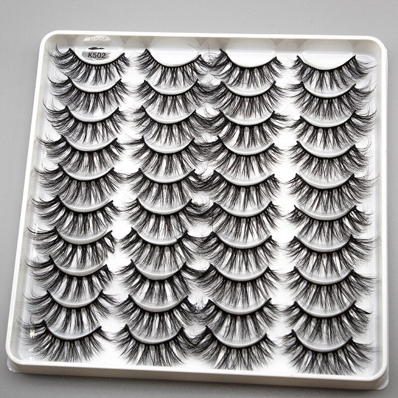 20 Pairs Mink Fluffy Lashes Eyelash Extension Natural False Eyelashes Dramatic Volume Lashes Reusable Lashes