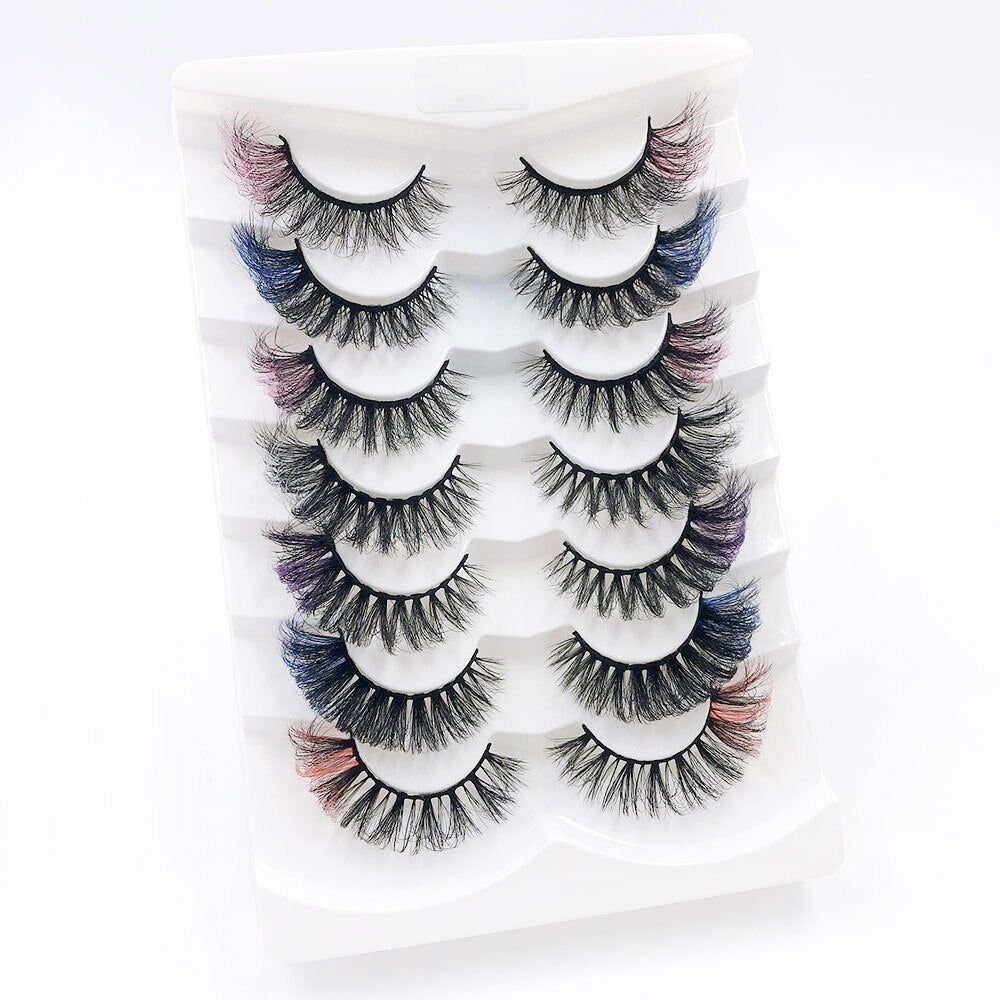 7pairs Colored Lashes 22 Styles 3d Mink Lashes Dramatic Colorful Natural Eyelashes Extension Fake Eyelashes