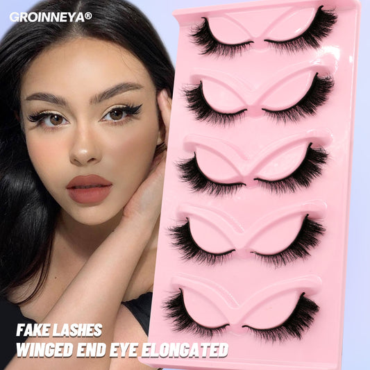 5/7 Cat Eye 3D Mink Lashes Natural Eyelashes Winged End Eye Elongated  False Eyelashes lashes Extension
