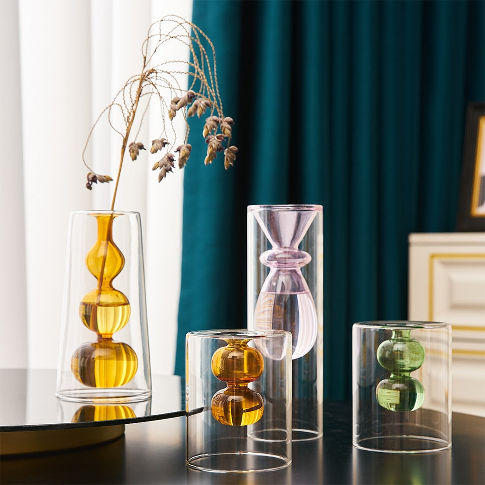 Nordic Home Decor Glass Vase Living Room Decoration Flower Vase Transparent Home Decorations Decorative Glasses Gifts