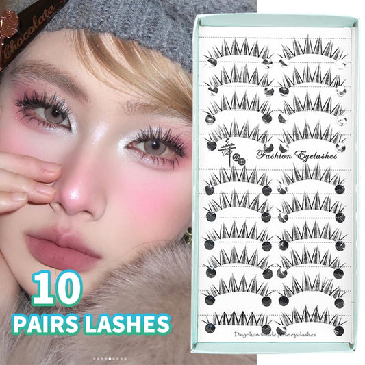 10pairs Korean Lashes Manga Eyelashes Natural Glue False Eyelash Extension Reusable Individual Lashes
