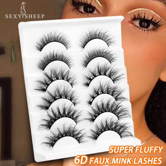 6D Faux Mink Lashes Fluffy Soft False Lashes Volume Natural Eyelashes Cross Cat Eye Lashes