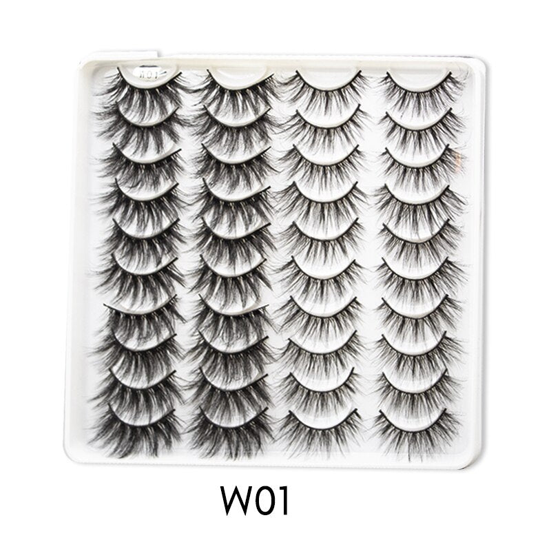 20 Pairs Mink Fluffy Lashes Eyelash Extension Natural False Eyelashes Dramatic Volume Lashes Reusable Lashes