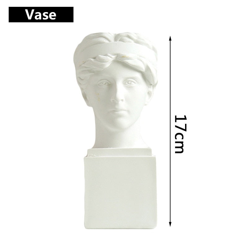Modern Nordic Style Creative Portrait Vase Human Head Flower Vases Decorative Ornaments Resin David Home Flowers Art Decor