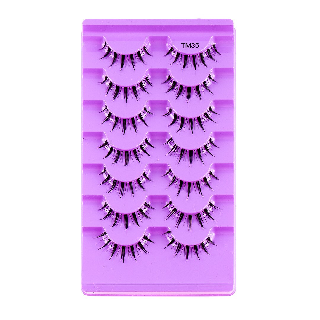Cat Eye Lashes 7 Pairs Natural Fluffy Messy False Eyelashes Dramatic Invisible Band Foxy Faux Mink Lashes Faux Cils