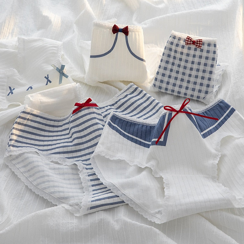 5Pcs/Set Cotton Underwear For Women Panties Cute Love Briefs Mid Waist Seamless Breathable Underpants Lingerie