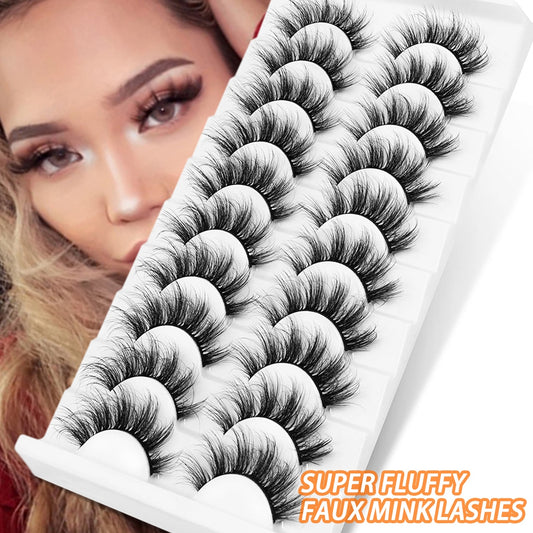 3/8/10pairs 6D Faux Mink Lashes Natural False Eyelashes Fluffy Fake Lashes Makeup Eyelash Extension