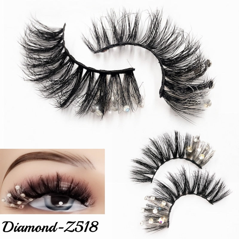 20MM Faux Mink Color Diamond Butterfly Flower Eyelashes Fluffy Wispy Thick Blue Pink Red Bulk False Lashes