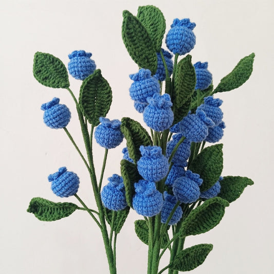 Finished Handmade Knitting Fruit Flowers For Gift Flowers Bouquets Lemon Blueberry Artificial Flower Party Decorations