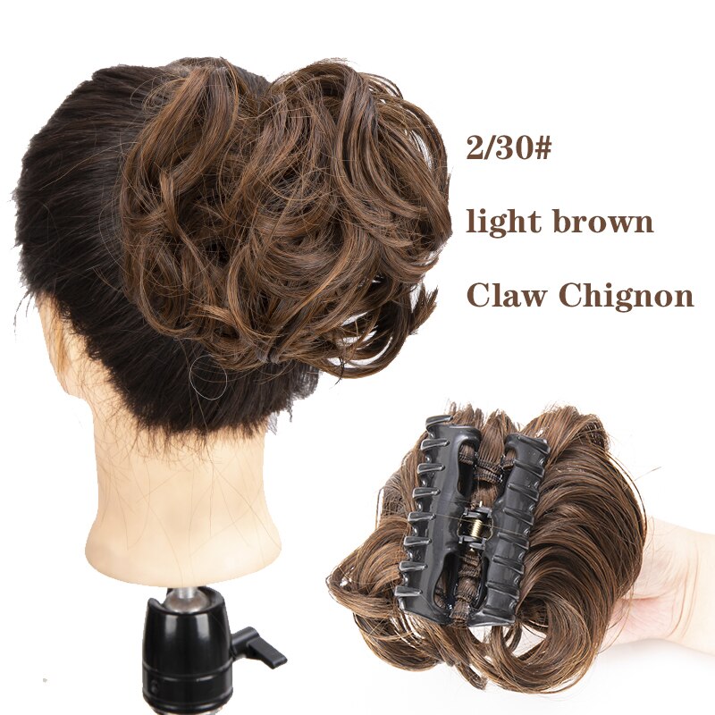 Synthetic Hair Bun Messy Scrunchies Hairpiece Accessories Claw Clip Chignon Curly Fake Hair Elastic Hair Band for Women