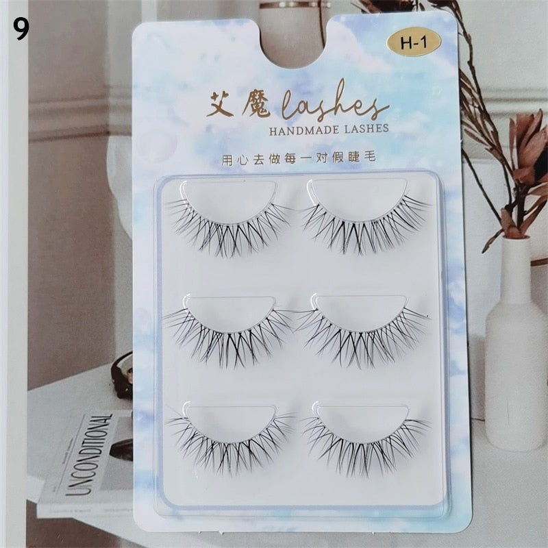 3 Pairs Mink Eyelashes Little Devil False Lash Extension Natural Fairy Wispy Lash Cross Curling Fairy False Eyelashes