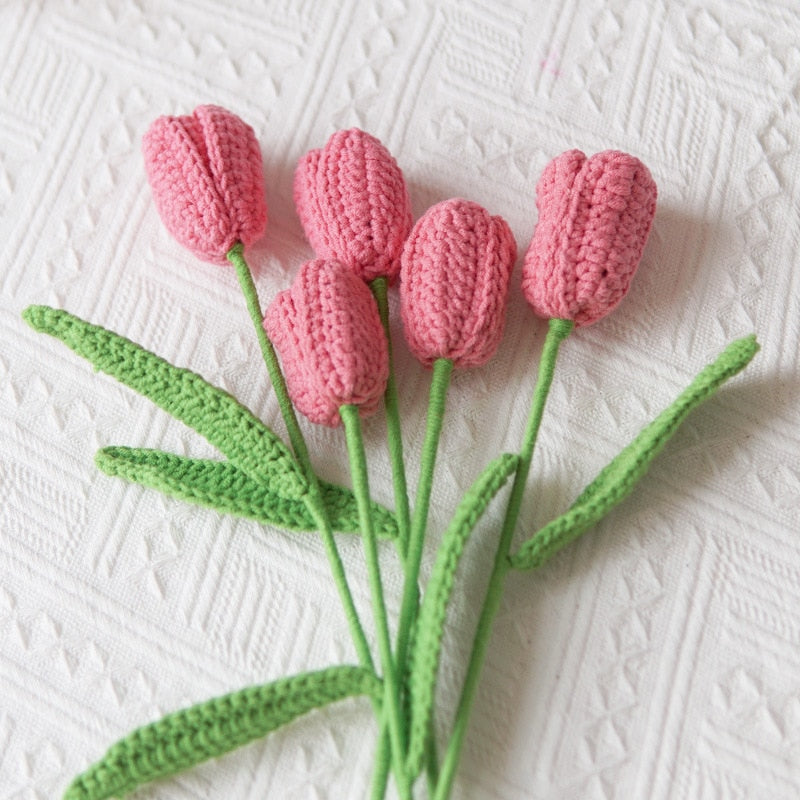 knitting Rose Flower Daisy Bouquet Sunflower Hand-Knitted Fake Flower knit flower Home Creative Decorate Gift