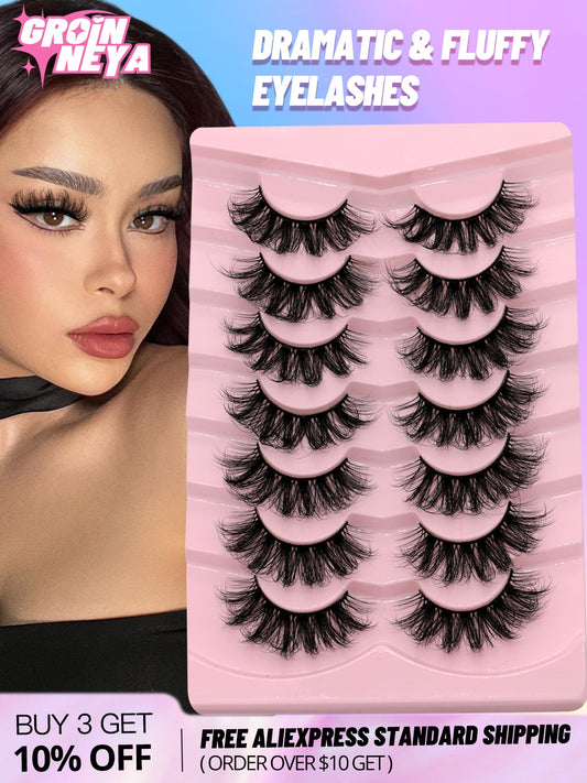 5/7 Pairs Fluffy Mink Lashes Faux Mink Eyelashes Long Lasting EyelashesDramatic Volume lashes Extension Thick Long