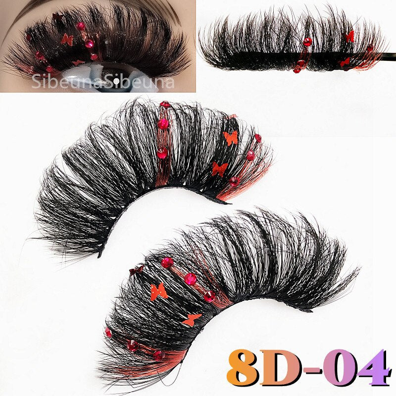 Colored Diamond Glitter 8D False Eyelashes Color Sequin Fuax Mink Lashes Natural Long Stage Colorful Rainbow eyelashes