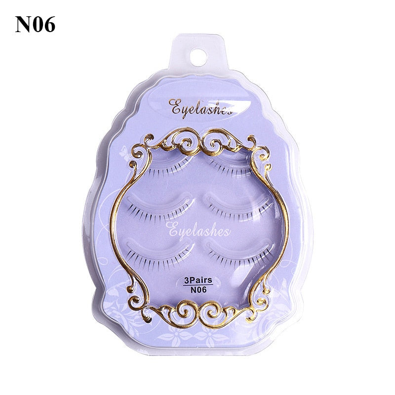 3 Pairs Mink Eyelashes Little Devil False Lash Extension Natural Fairy Wispy Lash Cross Curling Fairy False Eyelashes