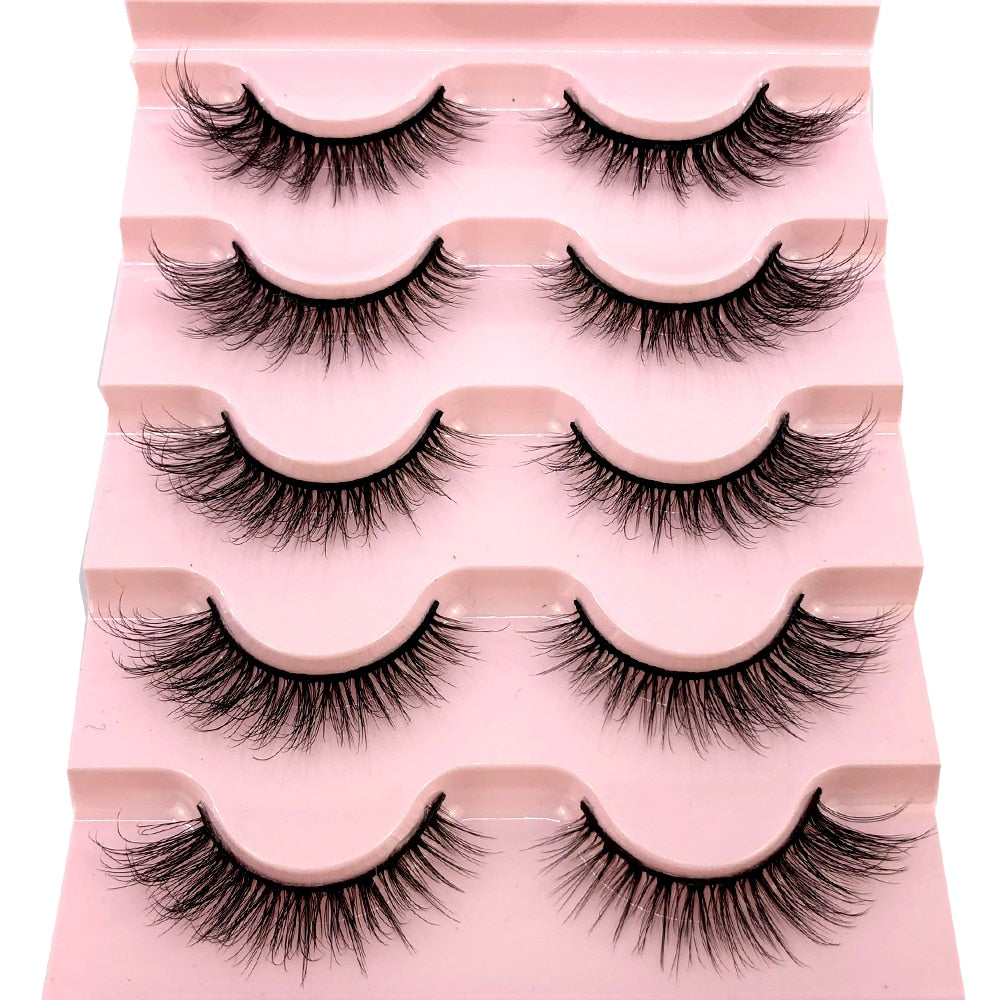 5 pairs natural fluffy 3D mink false eyelashes fake lashes Mink Lashes extension eye lashes short eyelashes