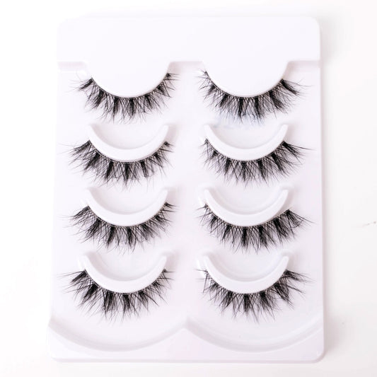 Mink Eyelashes 4pairs lashes invisible band lashes reusable false eyelashes fake lashes