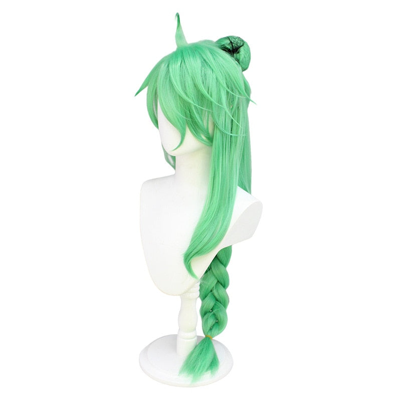Baizhu Wig Genshin Impact Cosplay Halloween Green Long Curly Braid Heat Resistant Heat Resistant Synthetic Party Wig + Wig Cap