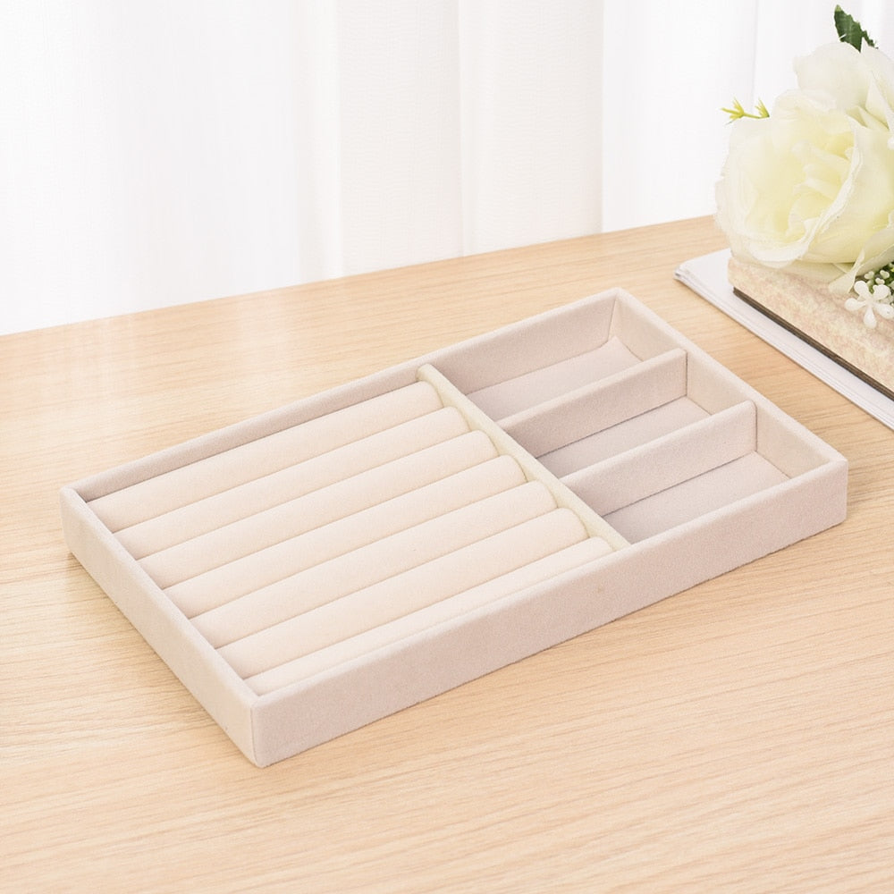 Flannelette Jewelry Display Stackable Exquisite Jewellery Holder Portable Ring Earrings Necklace Organizer Box Organizator