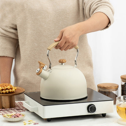 2.5L Whistle Kettle Flat Bottom Whistle Pot European Stainless Steel Large Capacity Pot Classic Water Boiler For All Stovetops