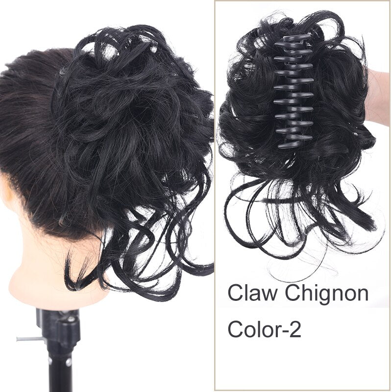 Synthetic Messy Chignon Scrunchies Natural Curly Hair Bun Pieces Fake False Hairpieces For Women Ponytail Extensions
